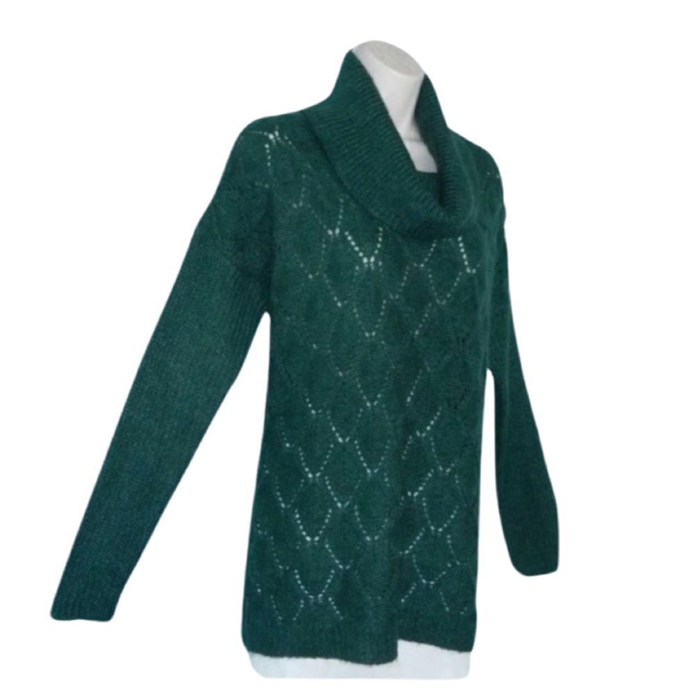 NWOT Elsamanda Green Mohair Cowl Neck Oversized Sweater. Made in Italy. Medium - Picture 2 of 11